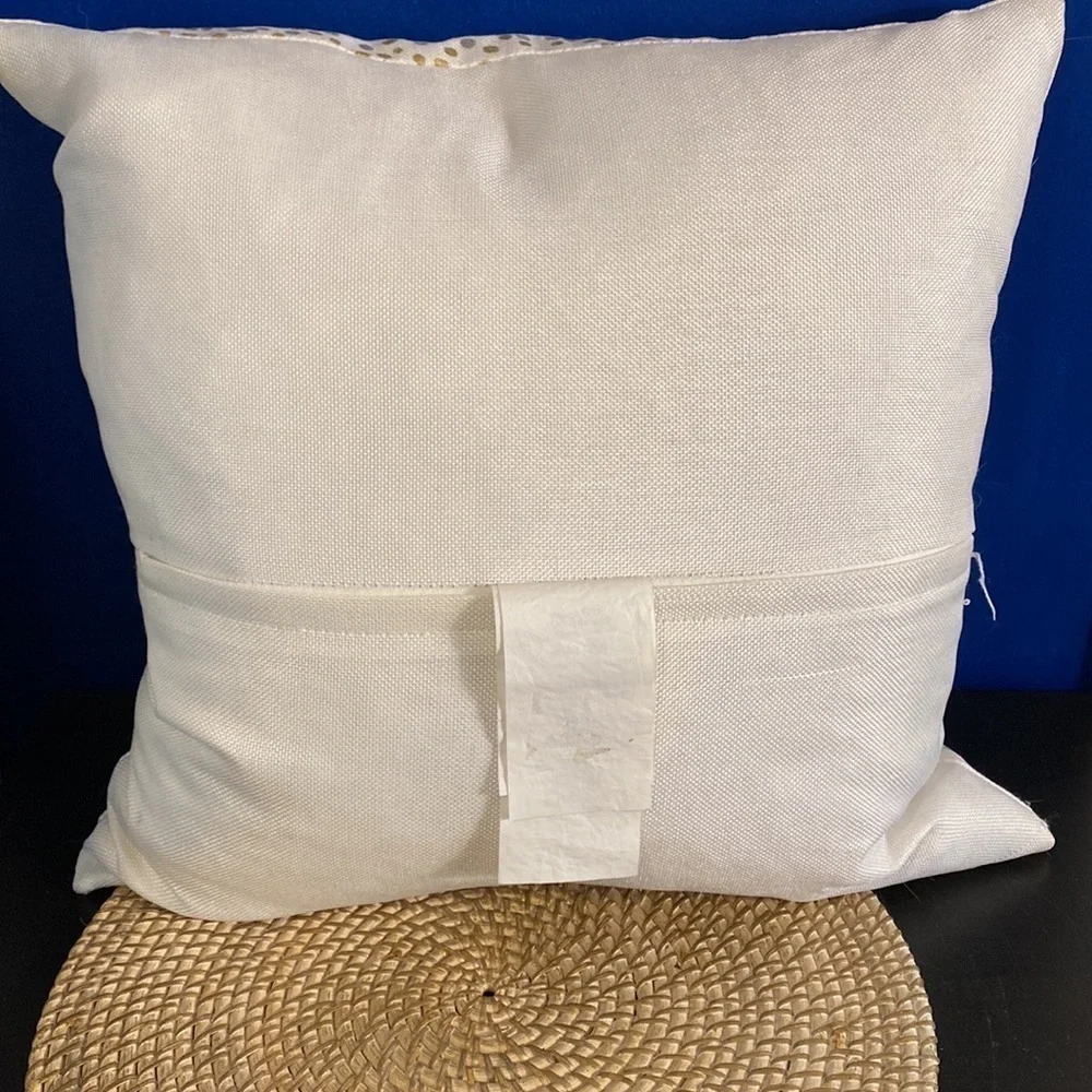New Set of Two Gold Silver & White 100% Polyester Duck Feather Filled Pillows